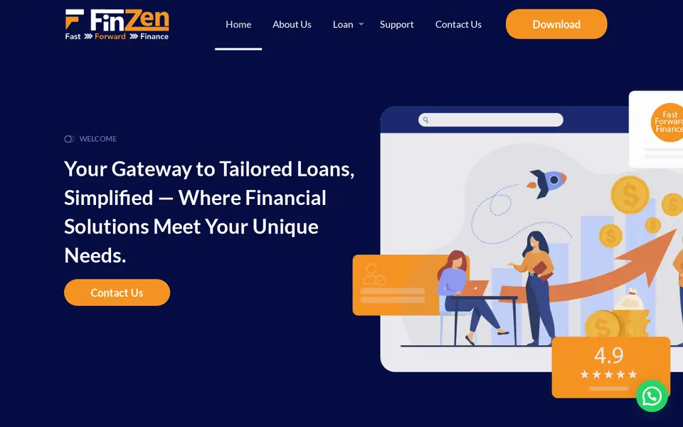 Finzen Fintech homepage