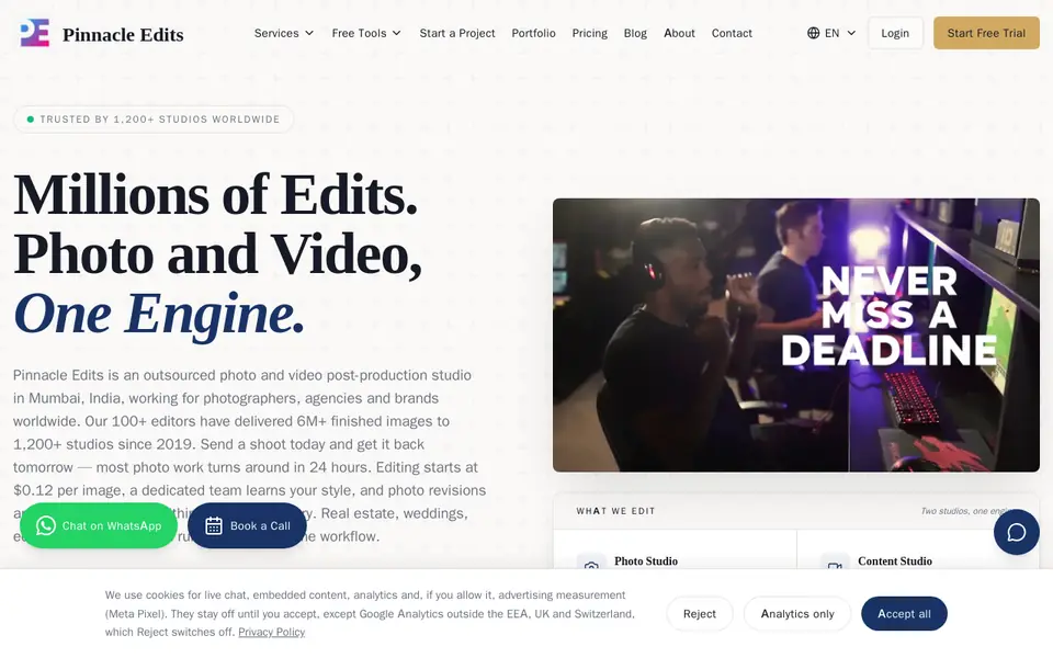 Pinnacle Edits homepage